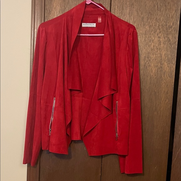bagatelle Jackets & Blazers - bagatelle Red Draped Open-Front Suede Blazer Large